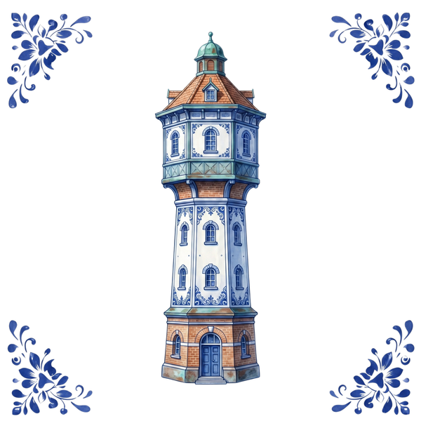 Tegeltje Delfts Blauw - Watertoren