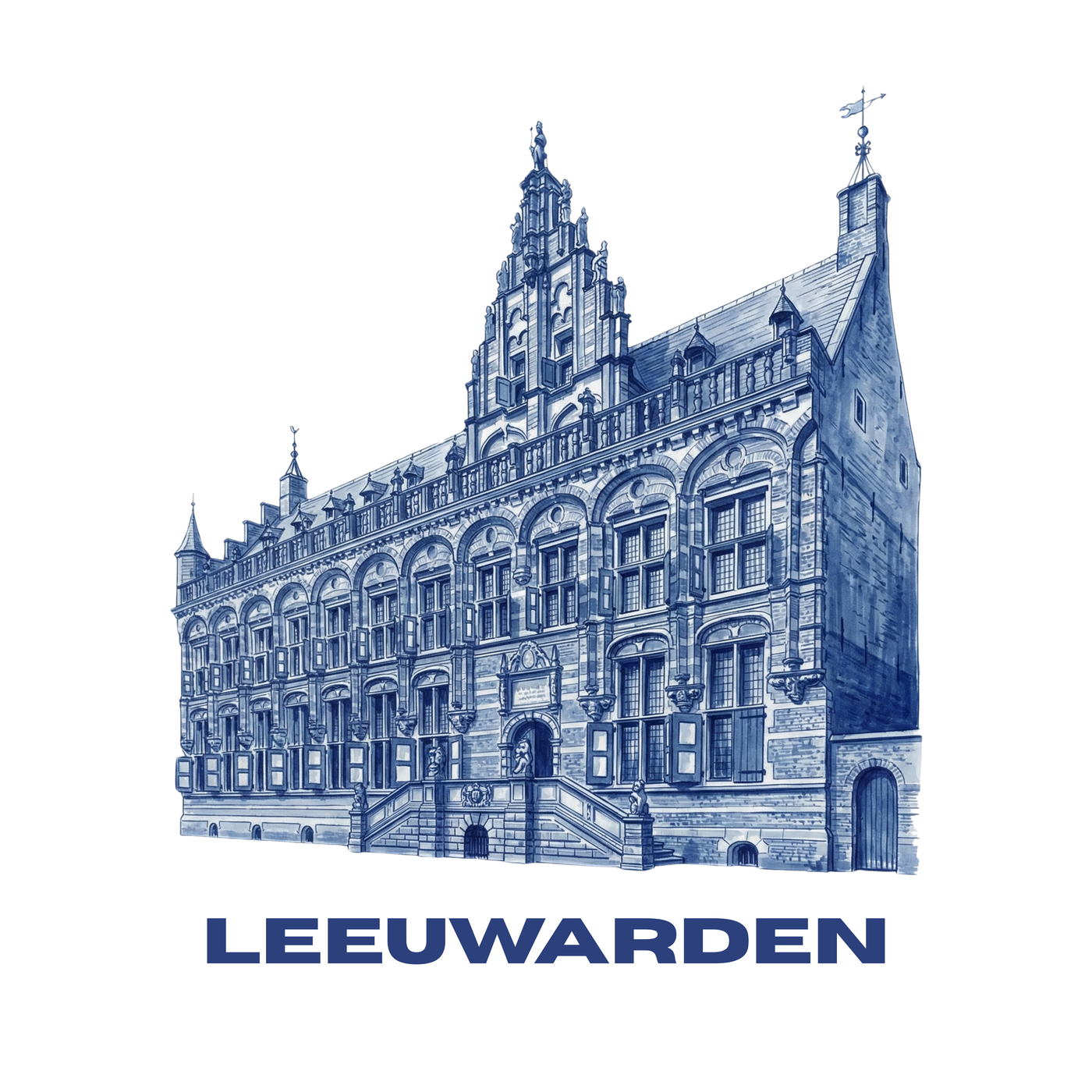 Tegeltje Delftsblauw "Leeuwarden" De Kanselarij