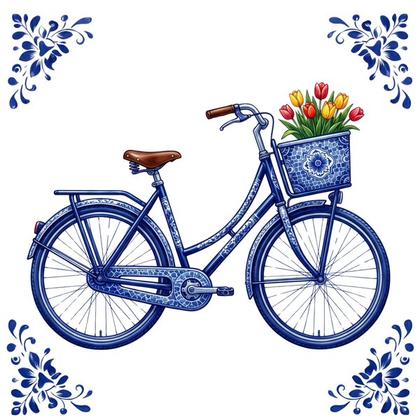 Tegeltje Delfts Blauw - Hollandse Fiets