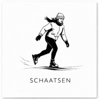 Tegeltje Zwart-Wit "Schaatsen" - 1