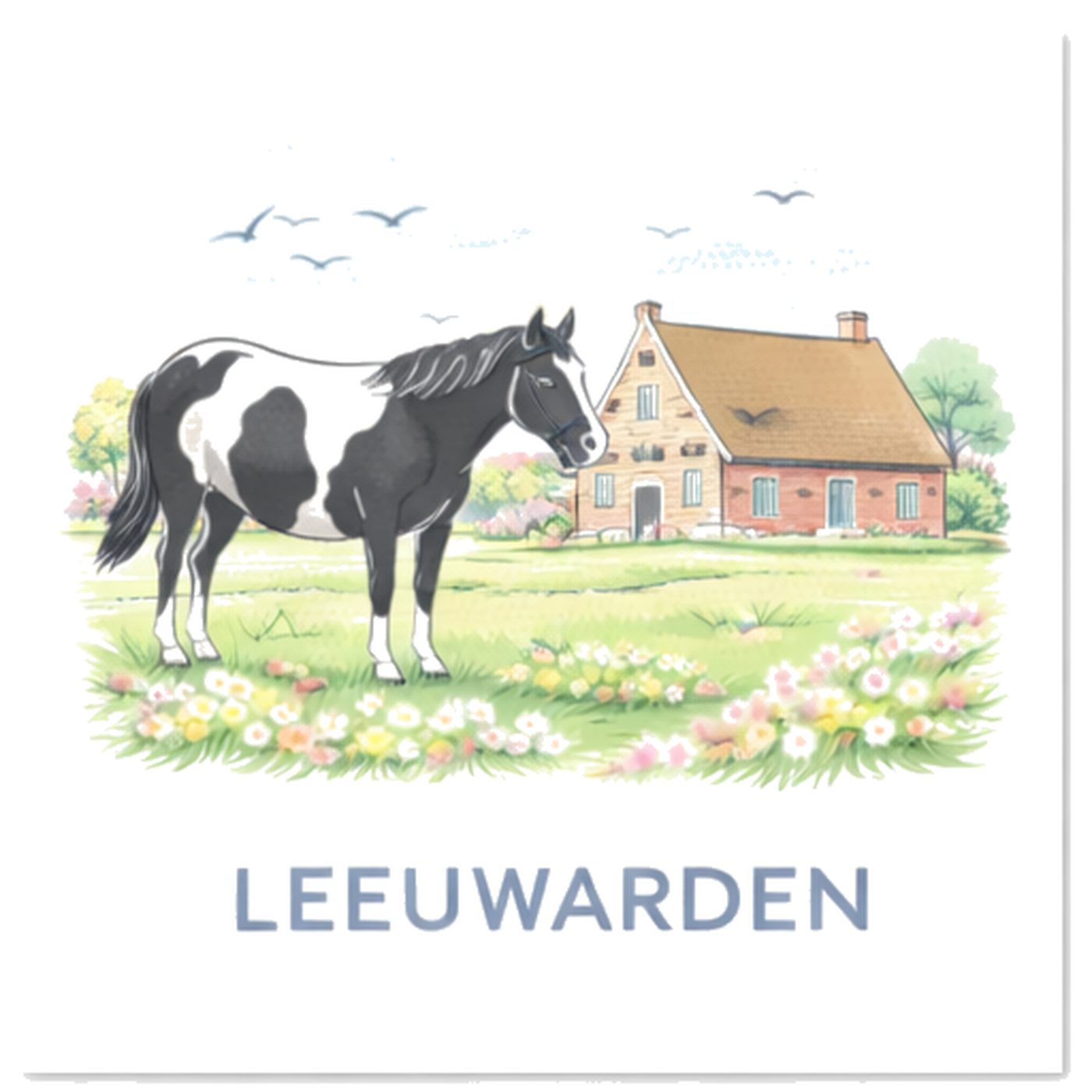 Tegeltje Waterverf "Leeuwarden" Paard