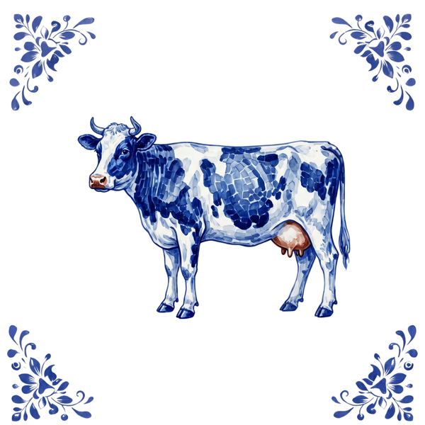 Tegeltje Delfts Blauw - Koe
