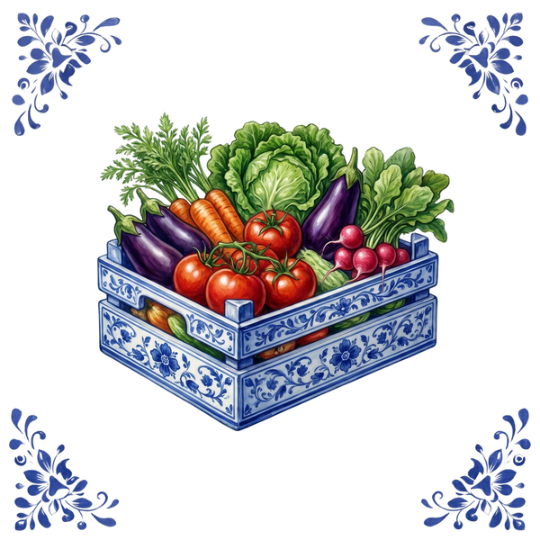 Tegeltje Delfts Blauw - Verse Groenten