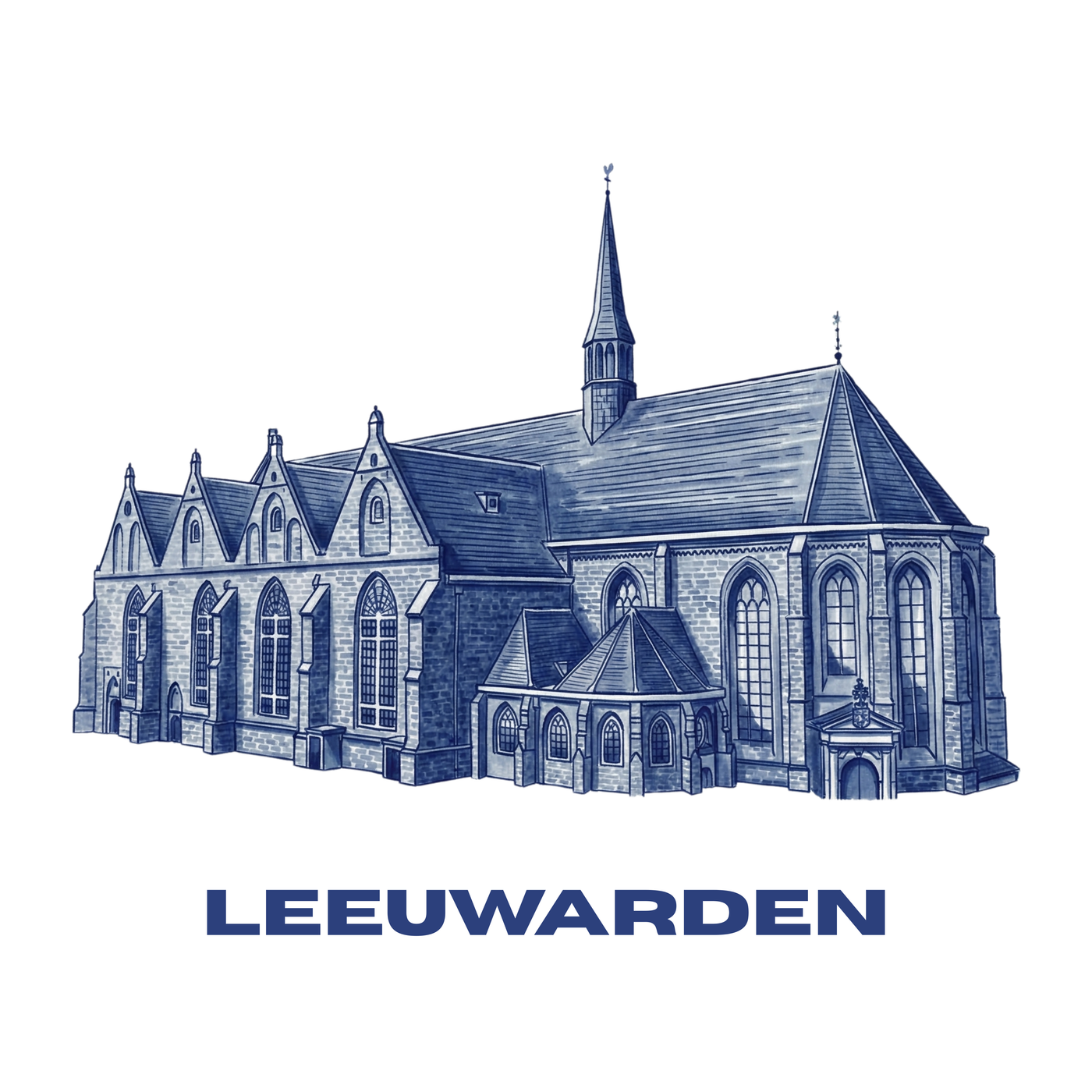 Tegeltje Delftsblauw "Leeuwarden" Jacobijnerkerk