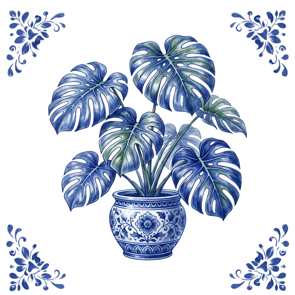 Tegeltje Delfts Blauw - Monstera Plant