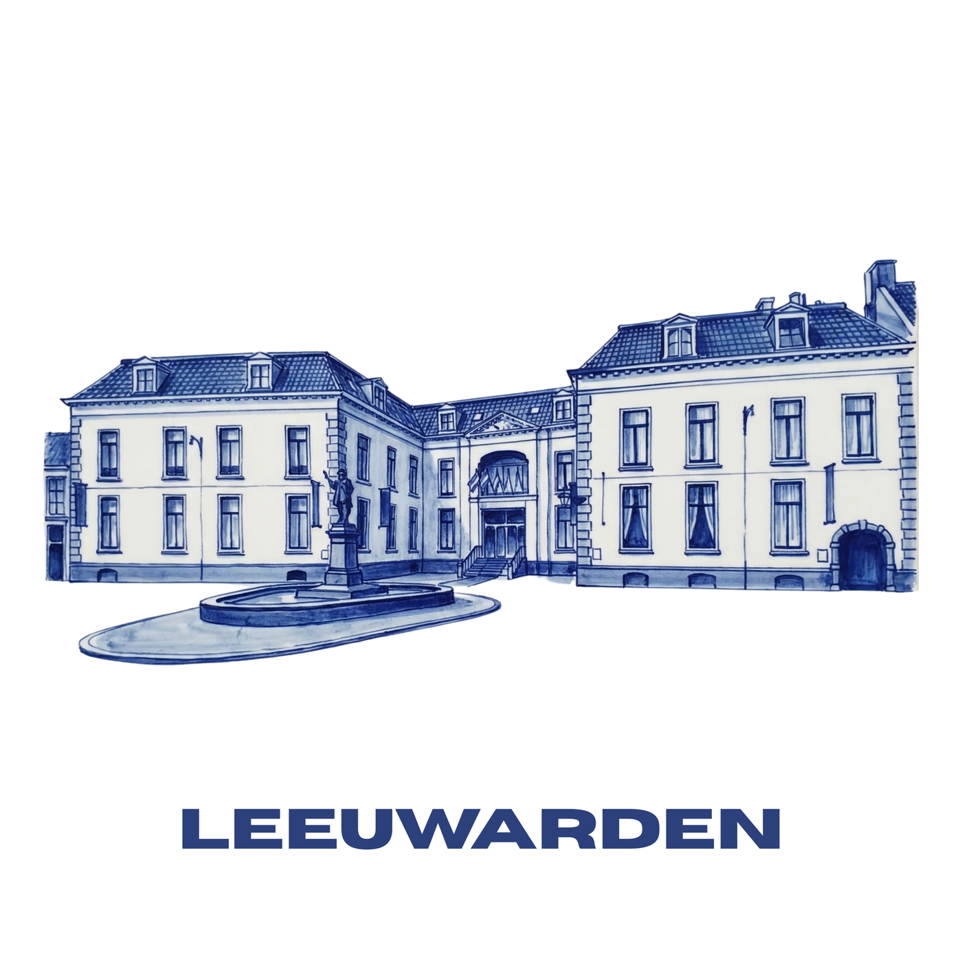 Tegeltje Delftsblauw "Leeuwarden" Stadhouderlijk Hof