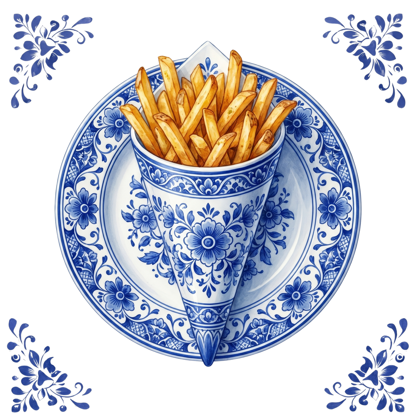 Tegeltje Delfts Blauw - Puntzak Patat