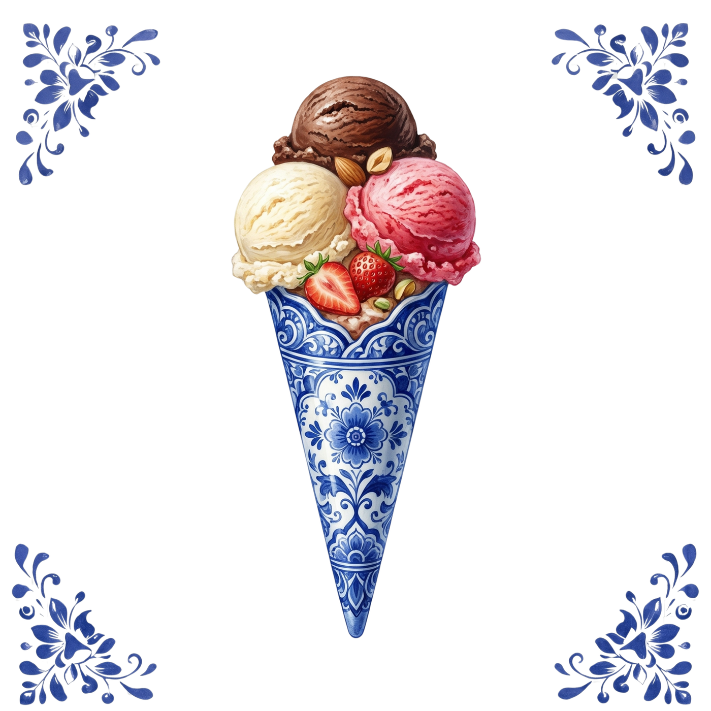 Tegeltje Delfts Blauw - IJshoorntje Klassiek