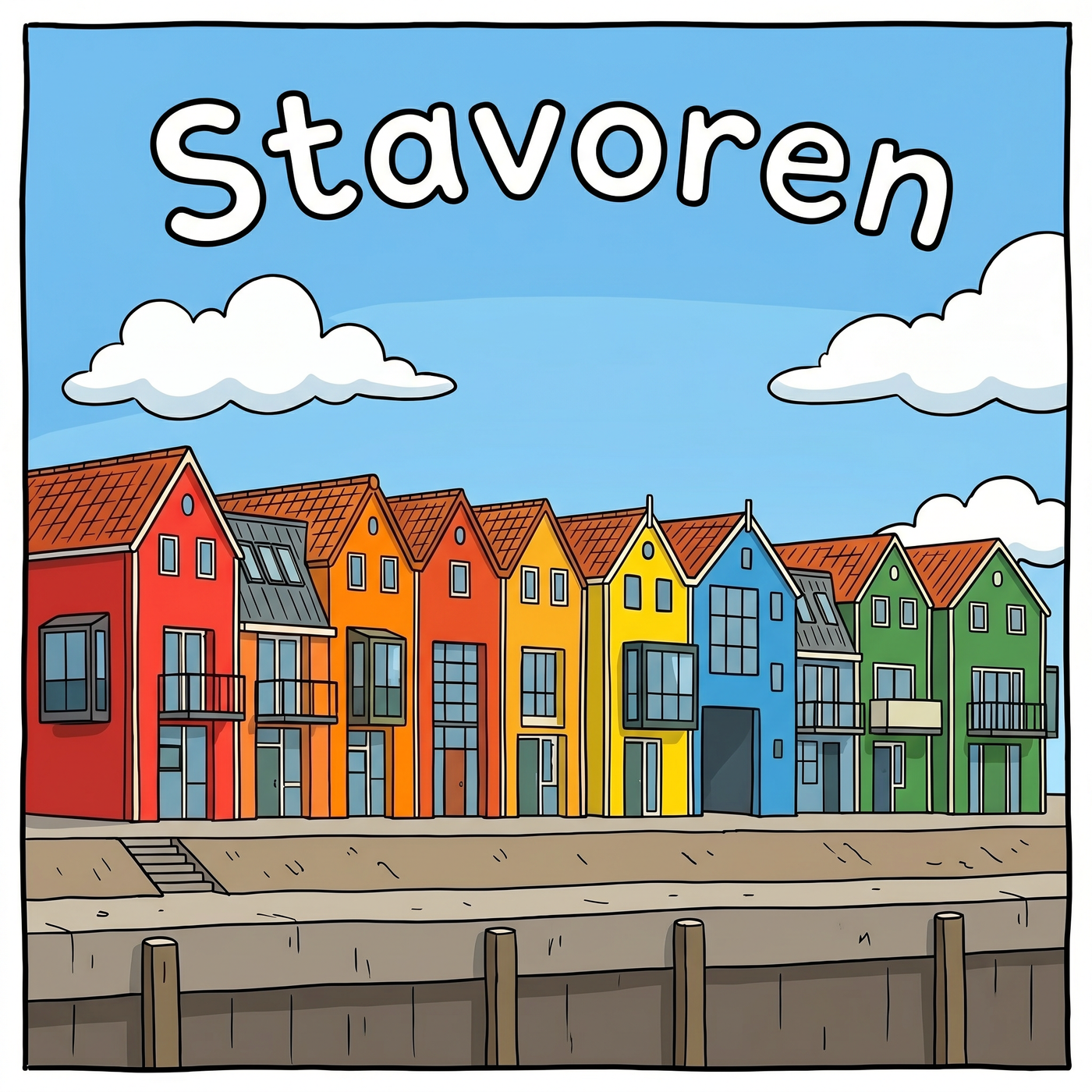 kleurrijke huizen aan de haven