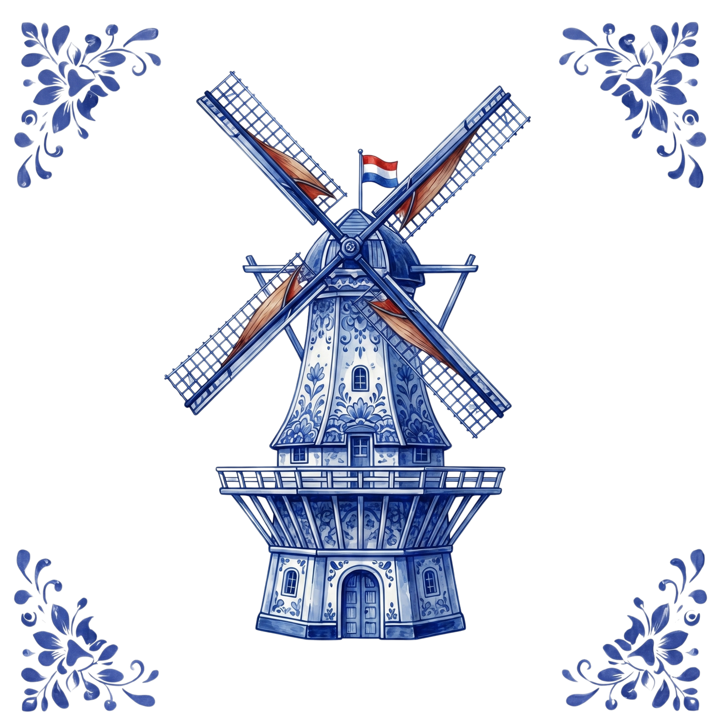 Tegeltje Delfts Blauw - Molen 2