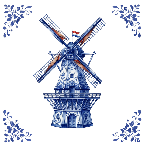 Tegeltje Delfts Blauw - Molen 2