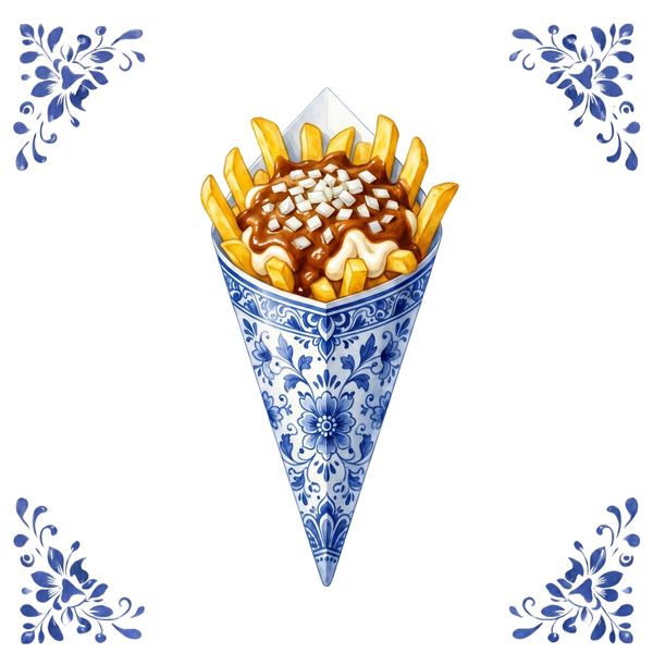 Tegeltje Delfts Blauw - Puntzak Patatje Oorlog