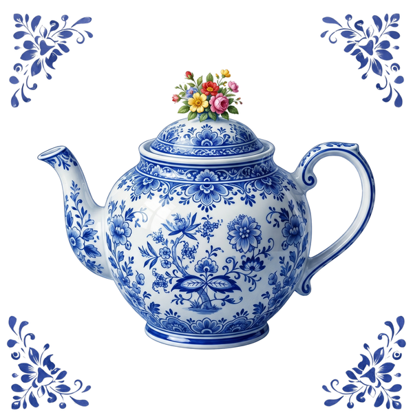Tegeltje Delfts Blauw - Theepot