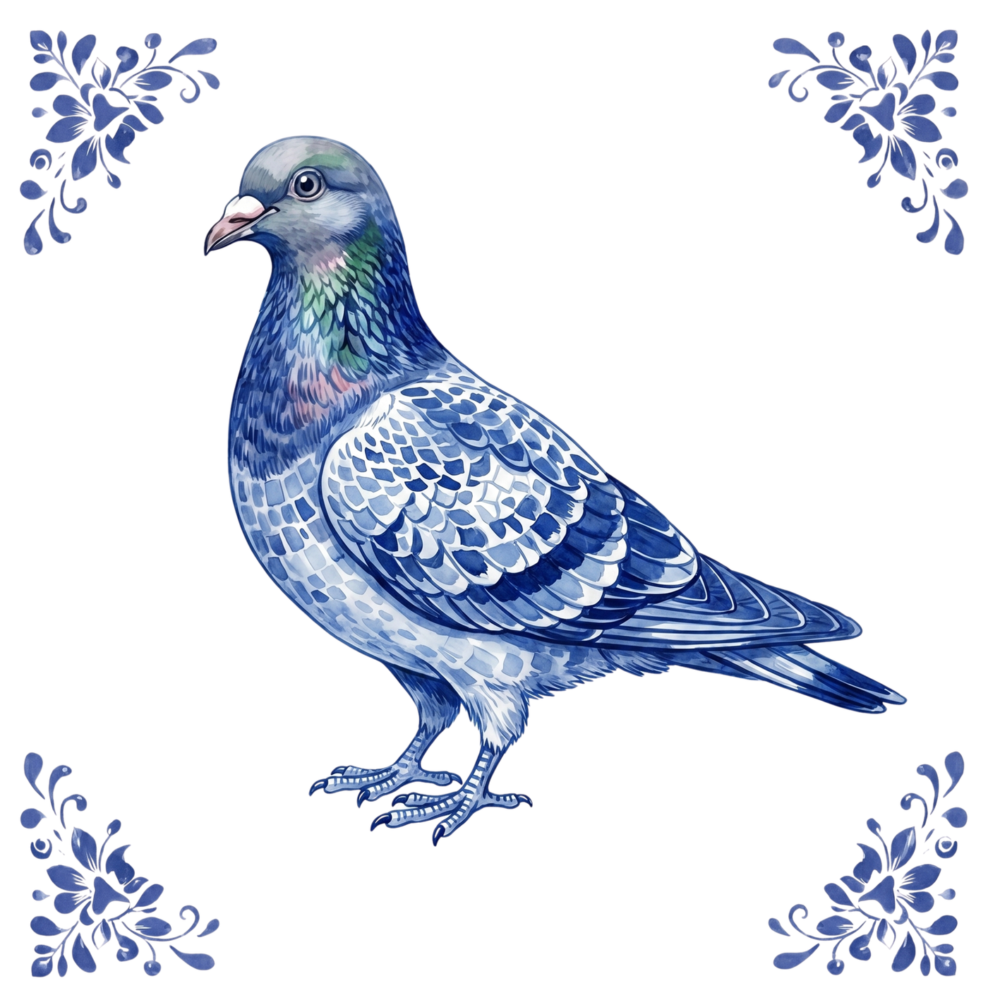 Tegeltje Delfts Blauw - Duif