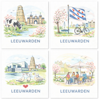 Tegeltje Waterverf "Leeuwarden" Ontmoeting - 2