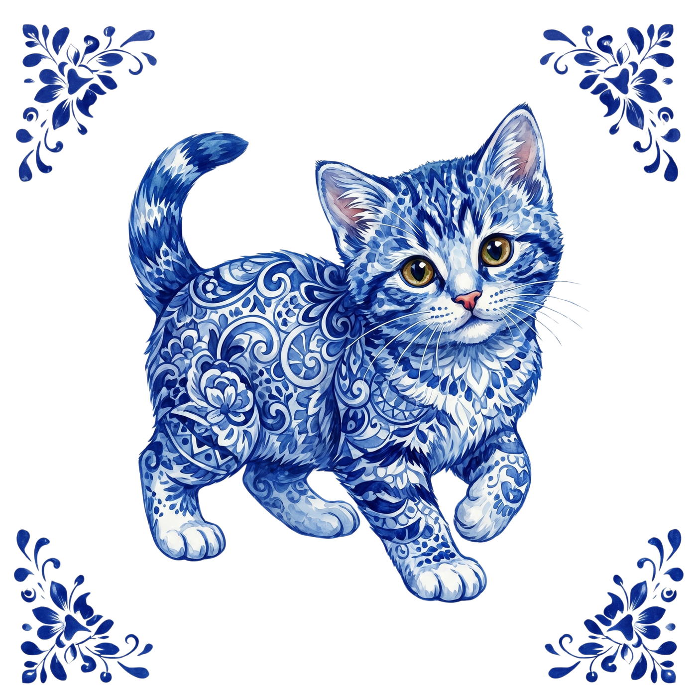 Tegeltje Delfts Blauw - Kitten