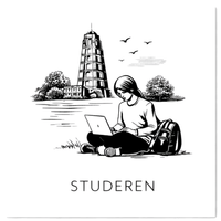 Tegeltje Zwart-Wit "Studeren" - 1