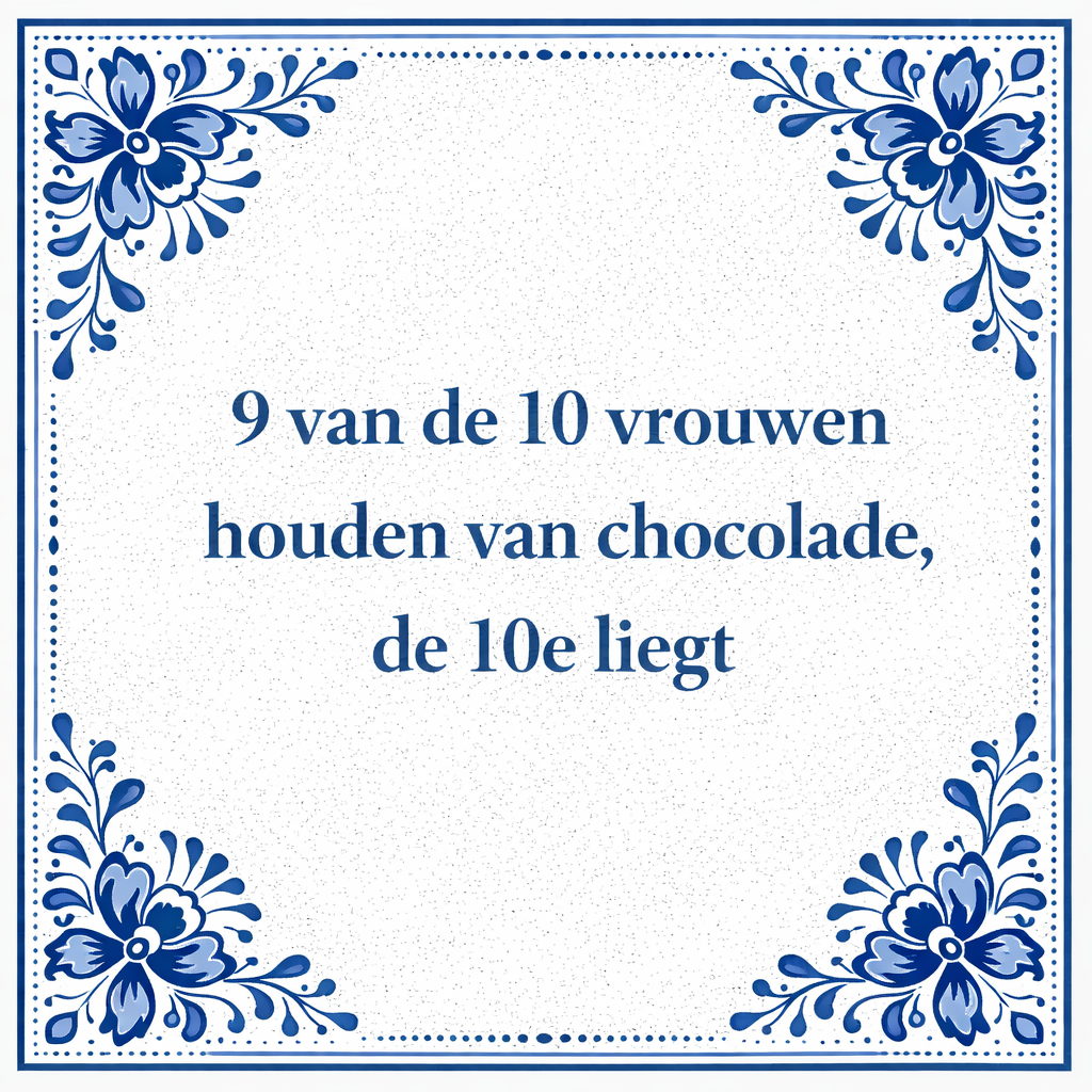 Tegeltje "9 Van De 10 Vrouwen Houden Van Chocolade, De 10e Liegt"