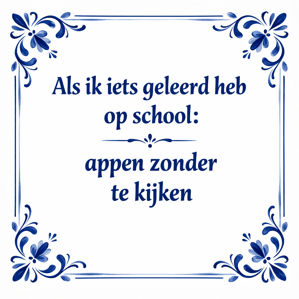 Tegeltje "Als Ik Iets Geleerd Heb Op School: Appen Zonder Te Kijken"