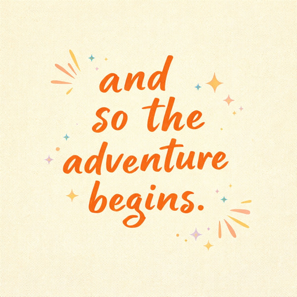 Tegeltje "And So The Adventure Begins" Geel