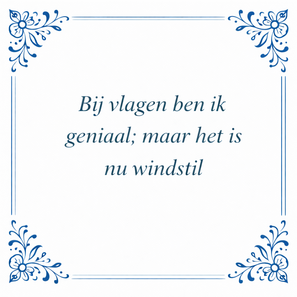 Tegeltje "Bij Vlagen Ben Ik Geniaal; Maar Het Is Nu Windstil"