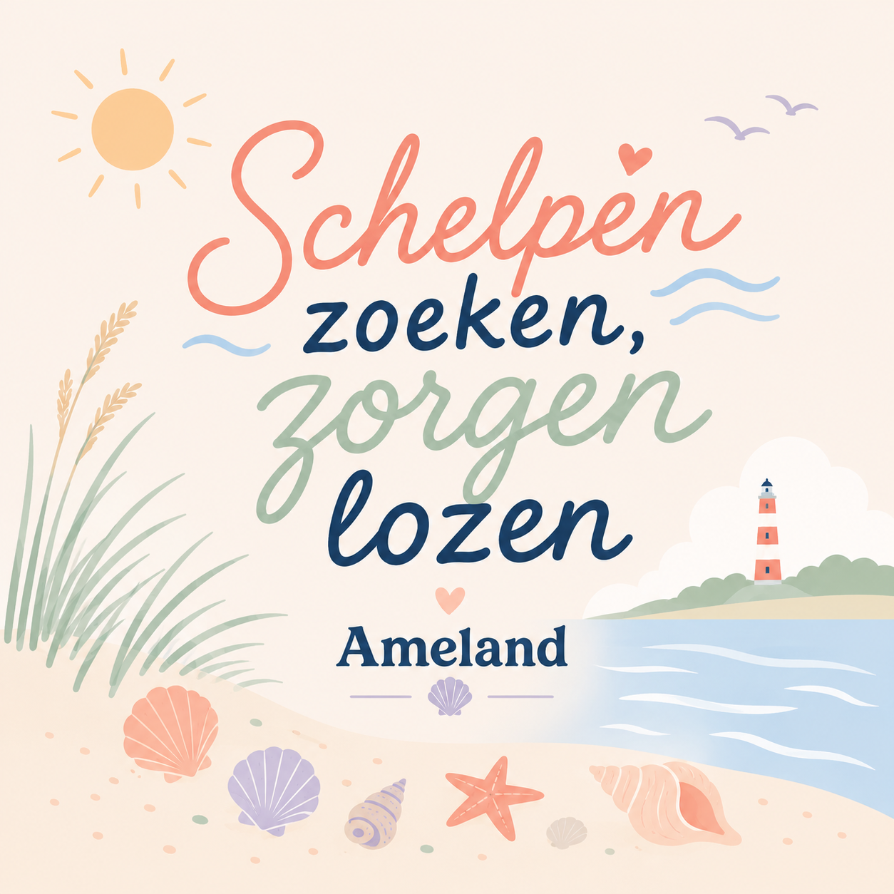 Pastel - Schelpen zoeken, zorgen lozen