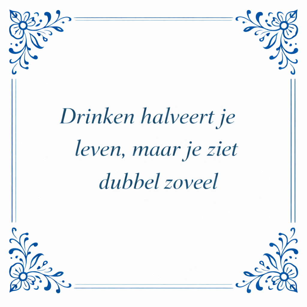 Tegeltje "Drinken Halveert Je Leven, Maar Je Ziet Dubbel Zoveel"