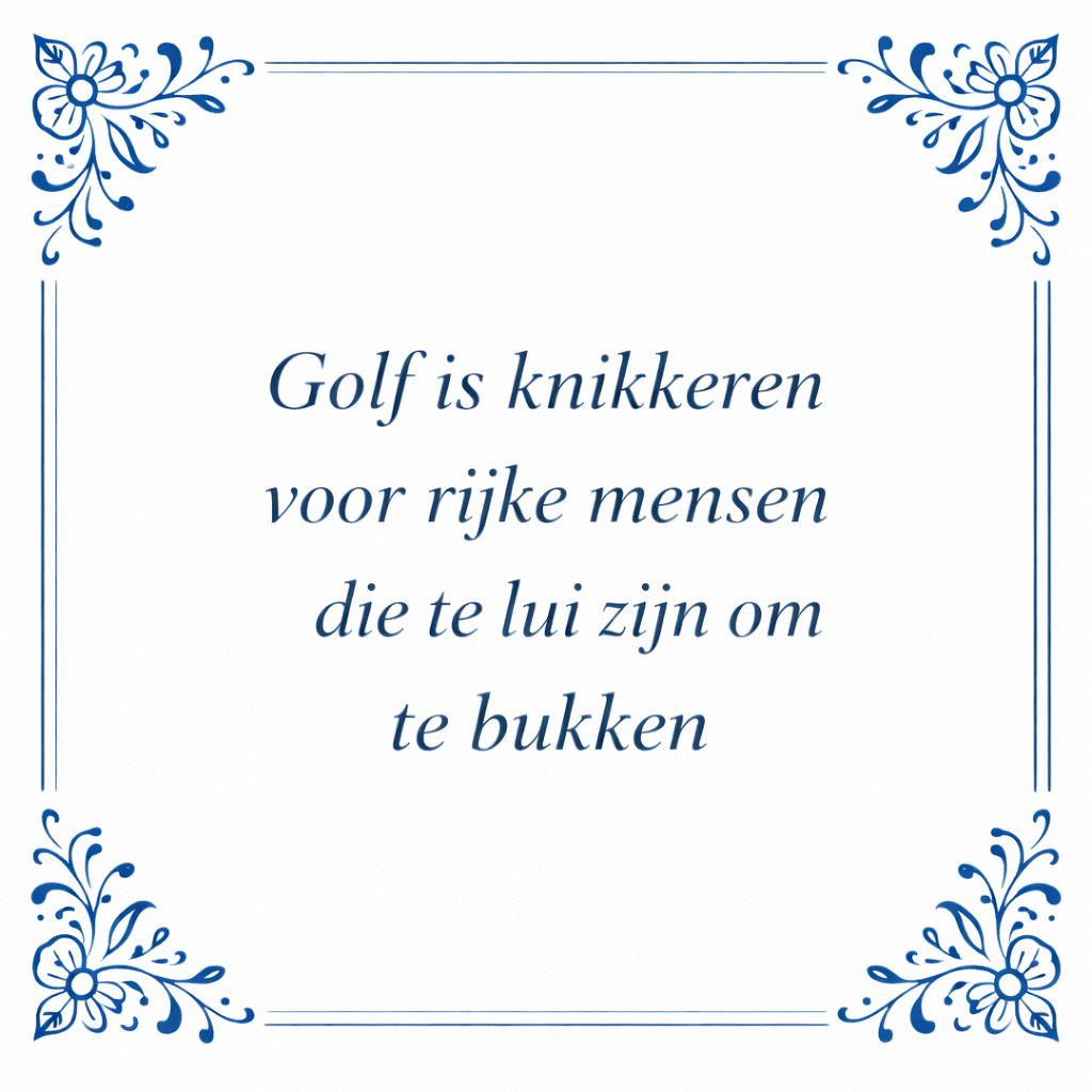 Tegeltje "Golf Is Knikkeren Voor Rijke Mensen Die Te Lui Zijn Om Te Bukken"