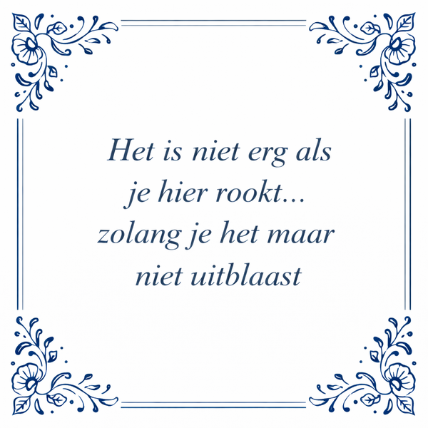 Tegeltje "Het Is Niet Erg Als Je Hier Rookt... Zolang Je Het Maar Niet Uitblaast"