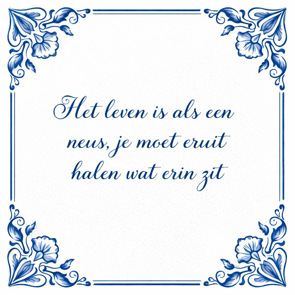 Tegeltje "Het Leven Is Als Een Neus, Je Moet Eruit Halen Wat Erin Zit"