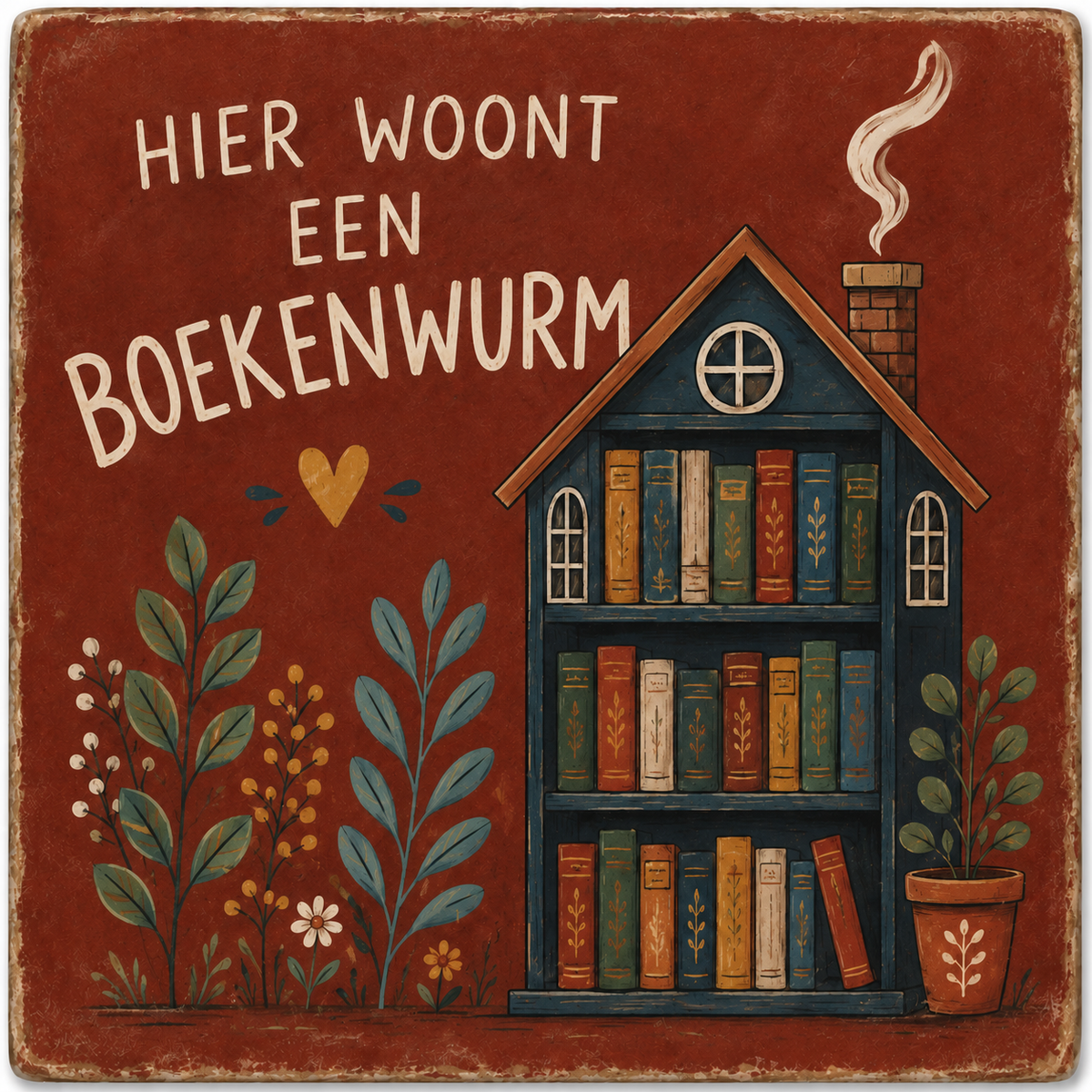 Apeldoorn - boeken tegeltje - Boekenwurm
