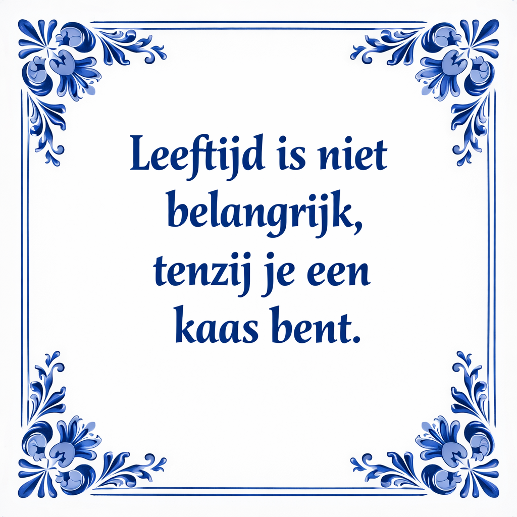 Tegeltje "Leeftijd Is Niet Belangrijk, Tenzij Je Een Kaas Bent"
