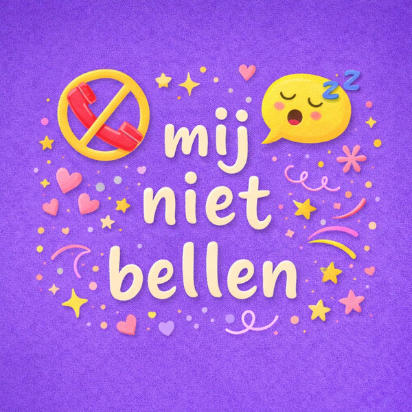 Tegeltje "Mij Niet Bellen" Paars Emoji's