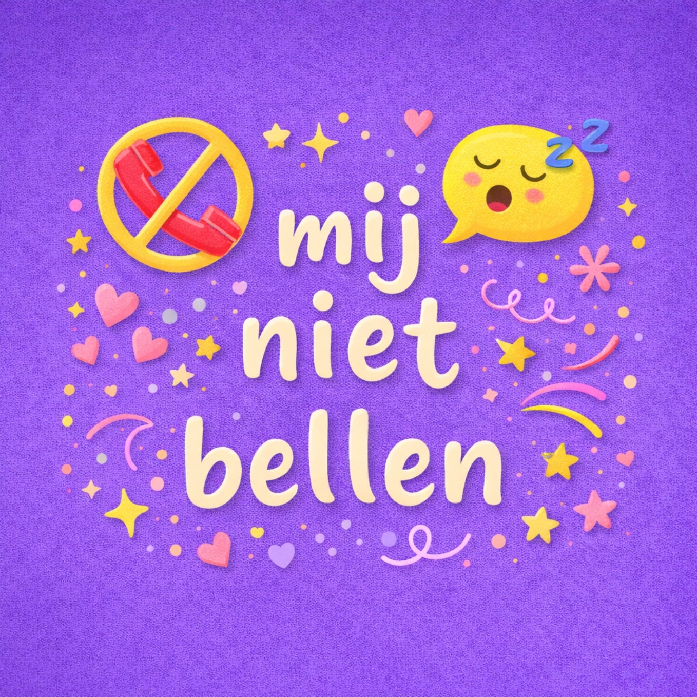 Tegeltje "Mij Niet Bellen" Paars Emoji's