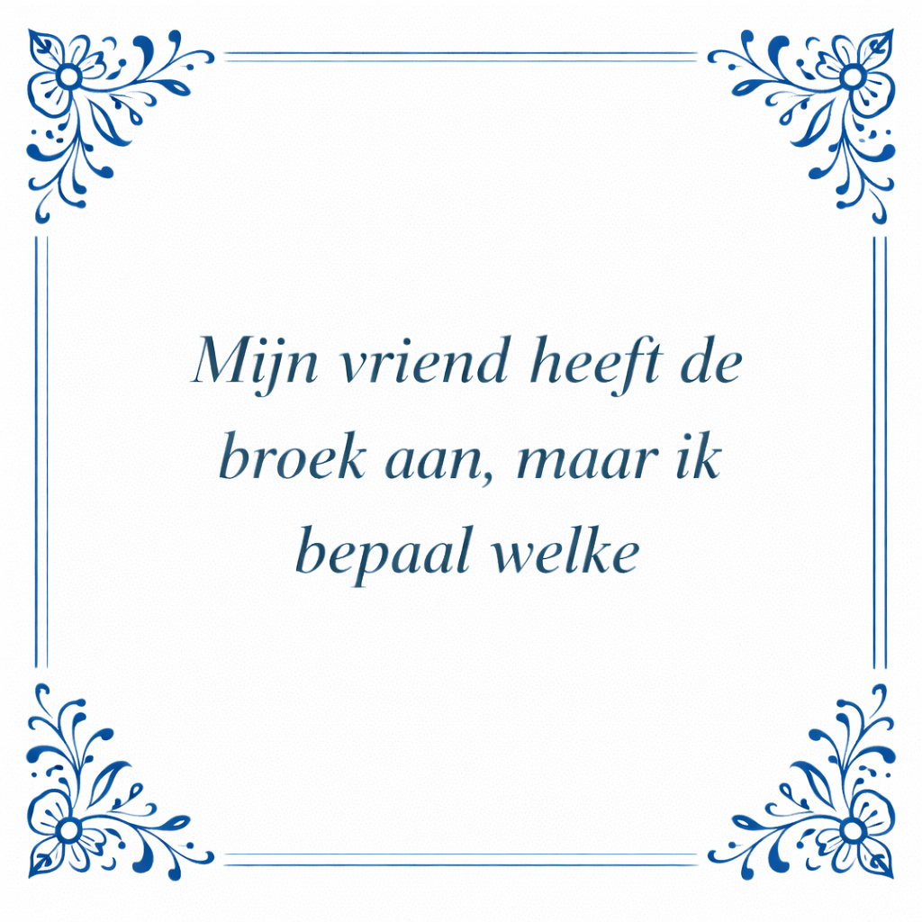 Tegeltje "Mijn Vriend Heeft De Broek Aan, Maar Ik Bepaal Welke"