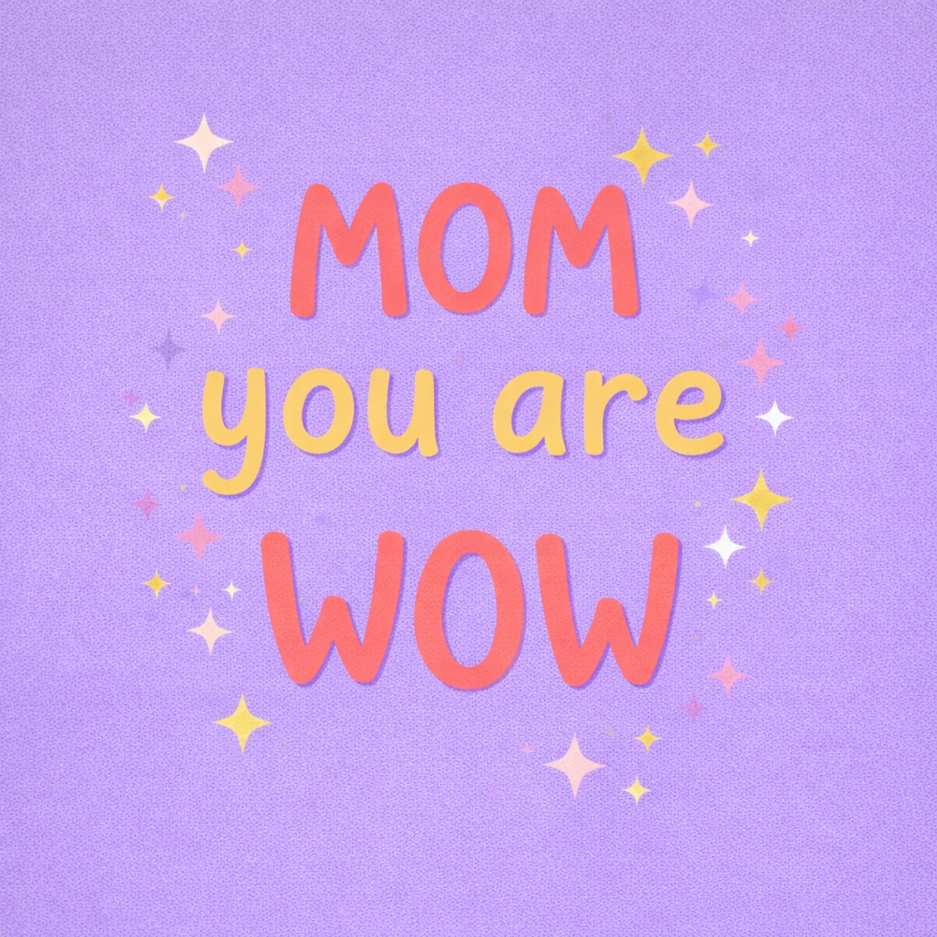 Tegeltje "Mom You Are Wow" Paars Glitter