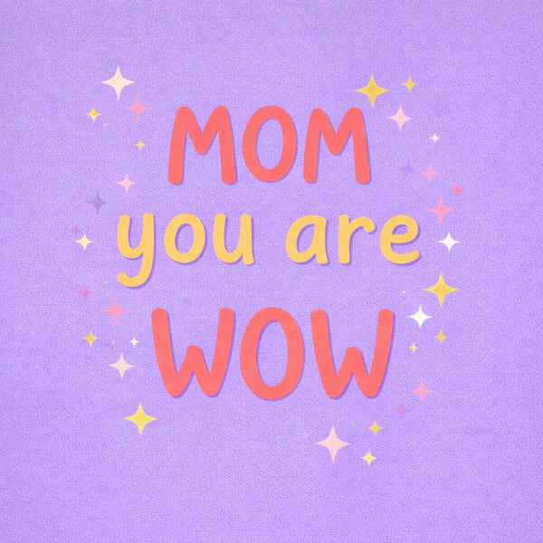 Tegeltje "Mom You Are Wow" Paars Glitter