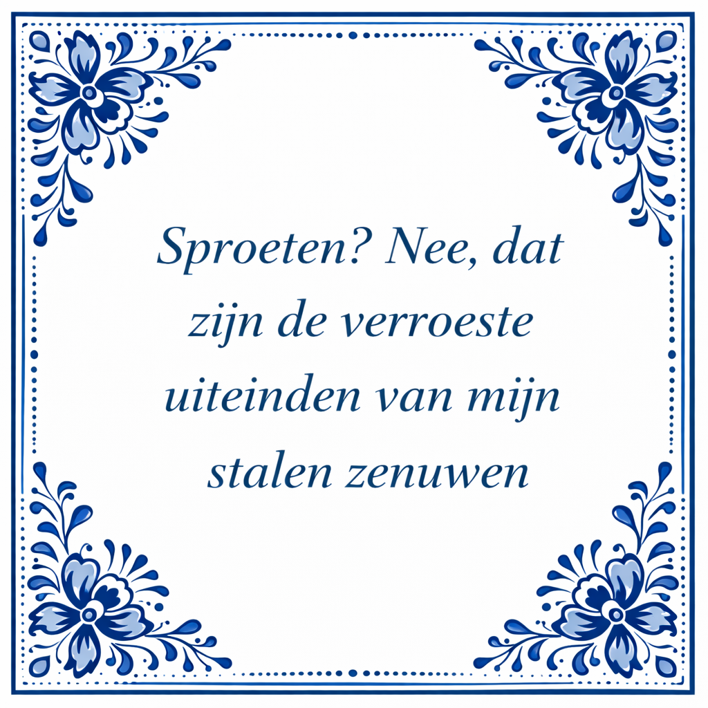 Tegeltje "Sproeten? Nee Dat Zijn De Verroeste Uiteinden Van Mijn Stalen Zenuwen"