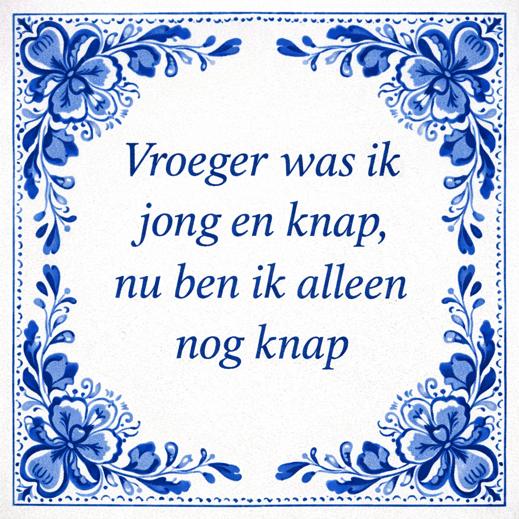 Tegeltje "Vroeger Was Ik Jong En Knap, Nu Ben Ik Alleen Nog Knap"