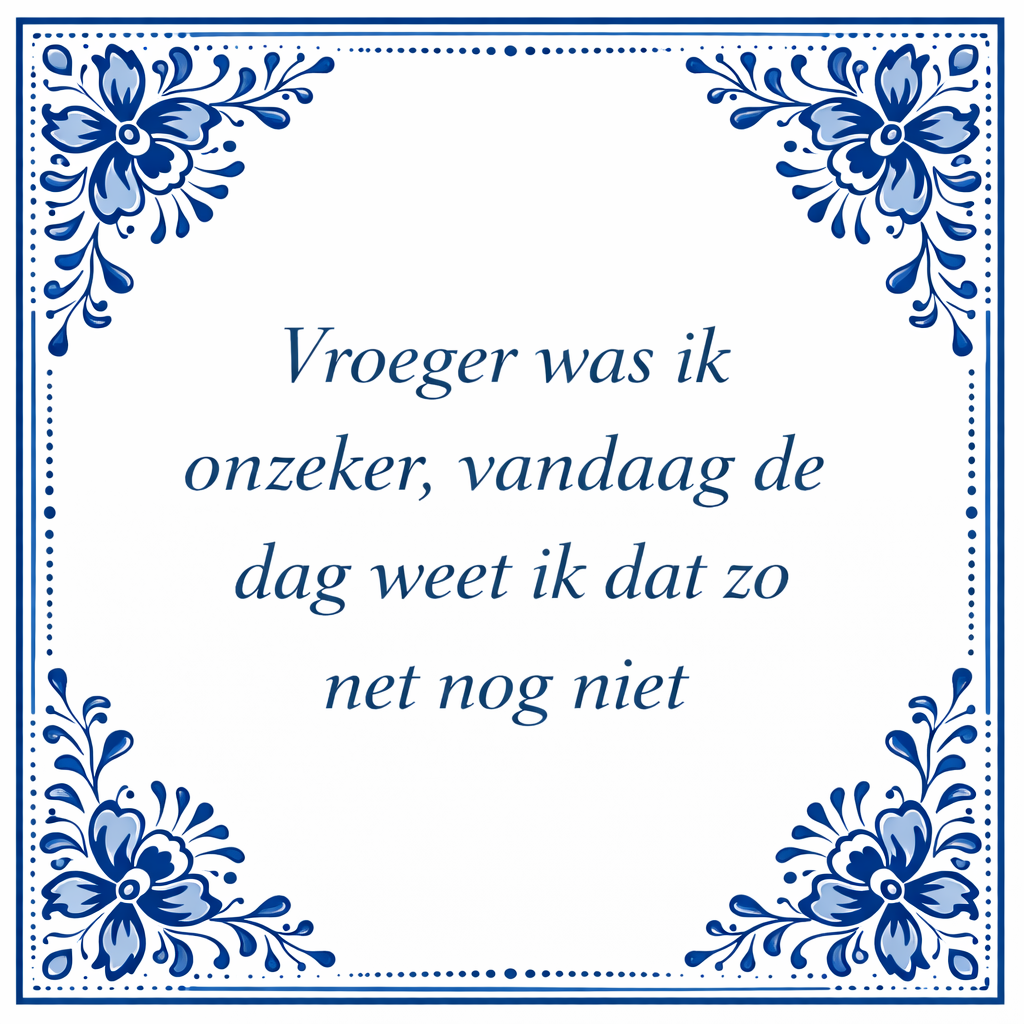 Tegeltje "Vroeger Was Ik Onzeker, Vandaag De Dag Weet Ik Dat Zo Net Nog Niet"