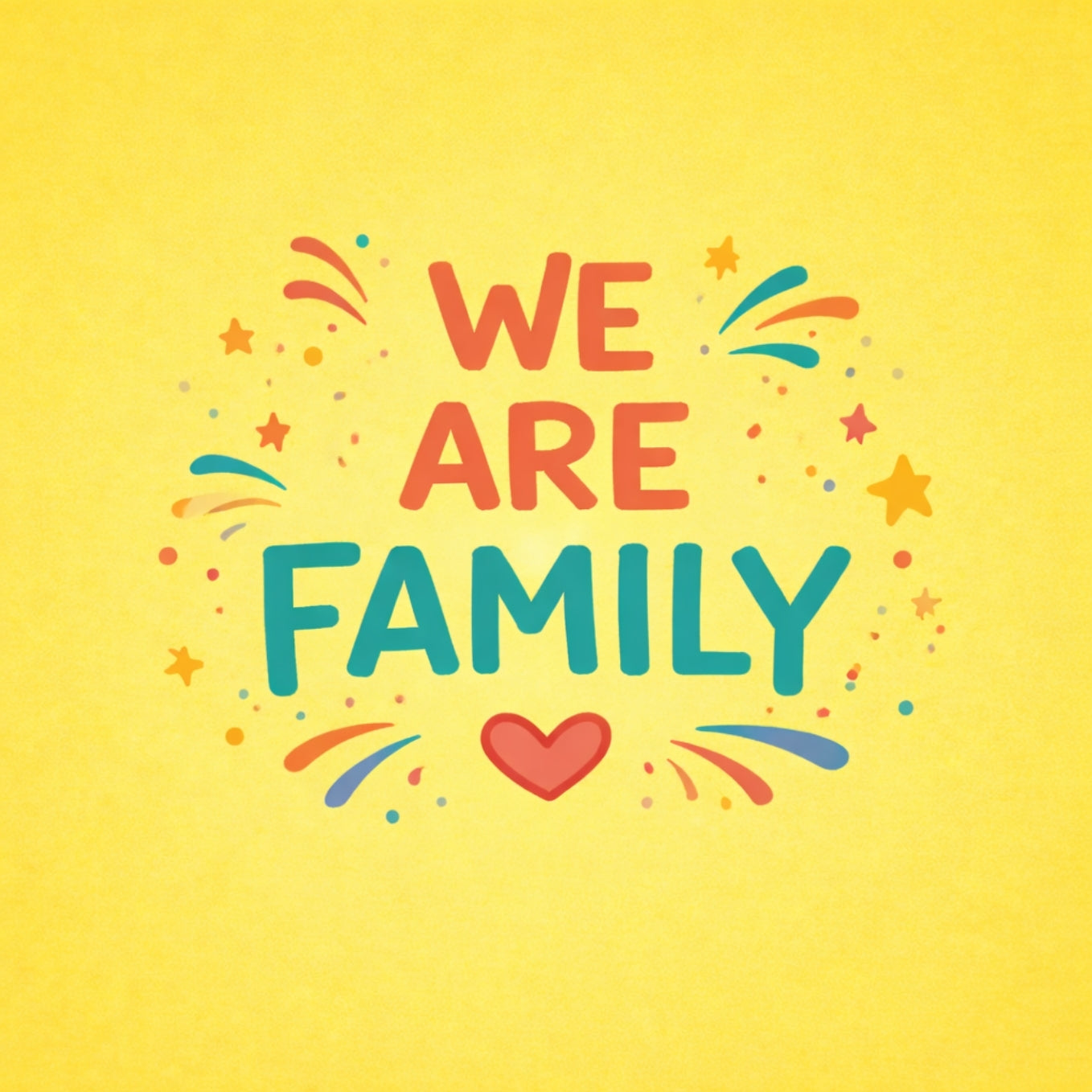 Tegeltje "We Are Family" Geel Stars