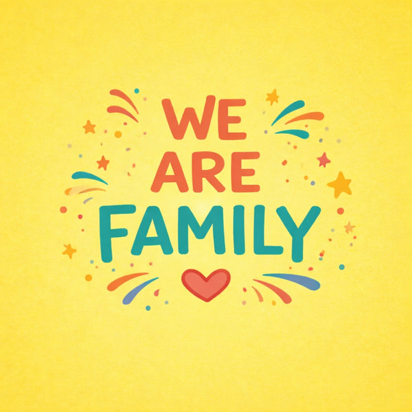 Tegeltje "We Are Family" Geel Stars