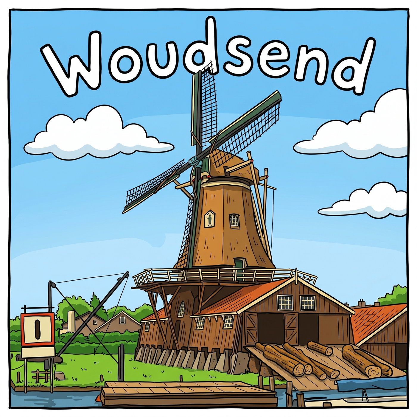 Molen de Jager Waterkant Woudsend Schetsstijl
