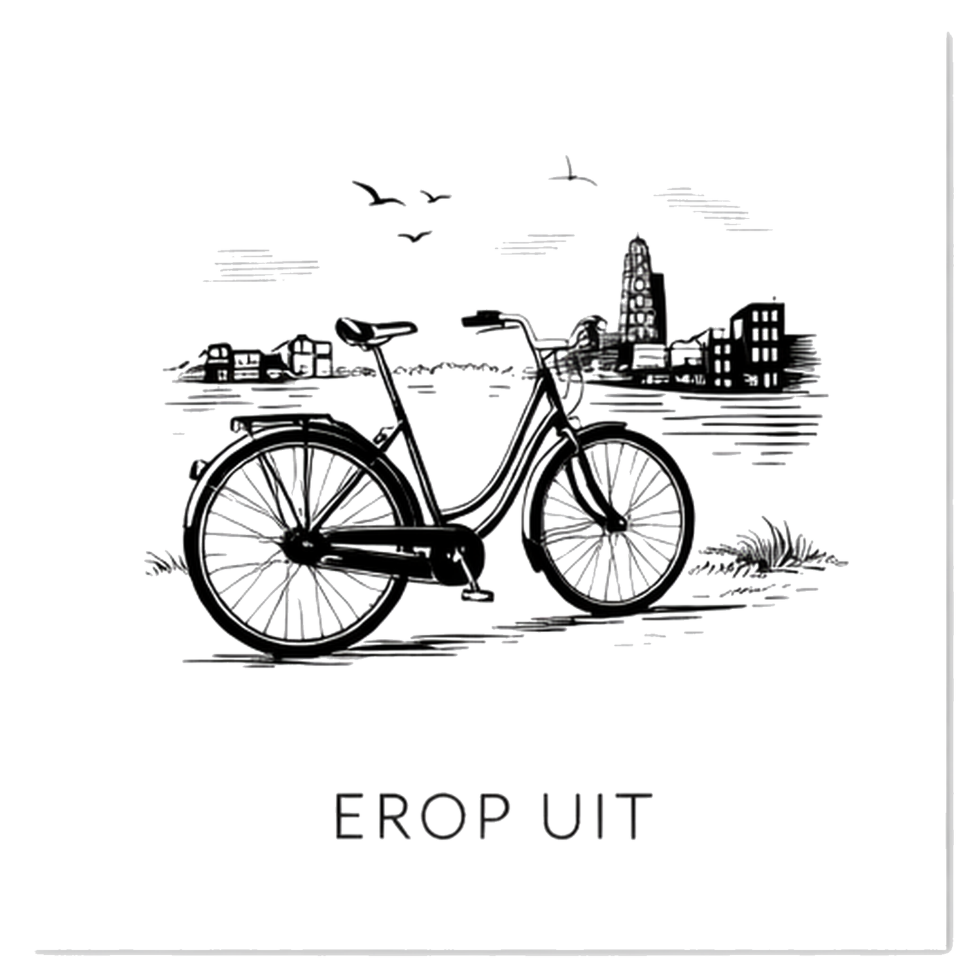 Tegeltje Zwart-Wit "Erop Uit"