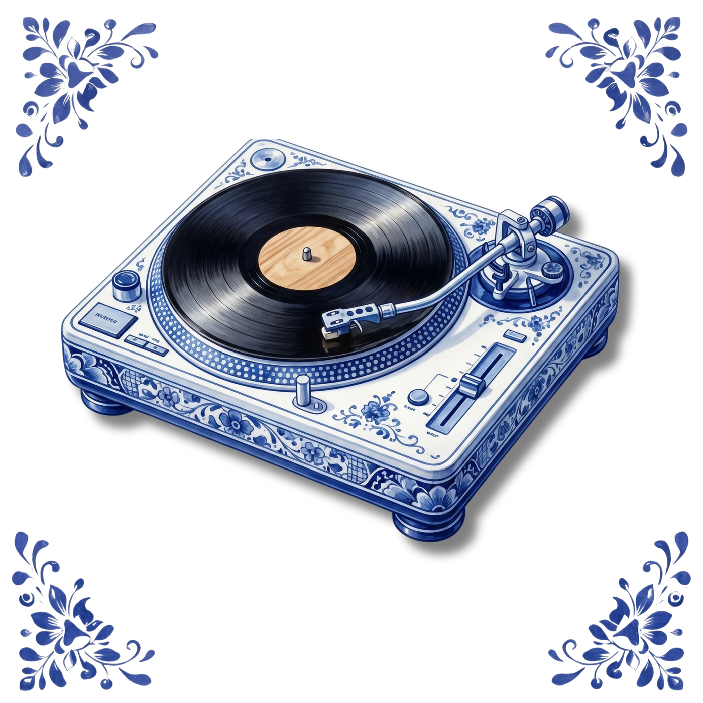 Tegeltje Delfts Blauw - Platenspeler