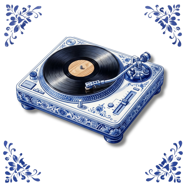 Tegeltje Delfts Blauw - Platenspeler