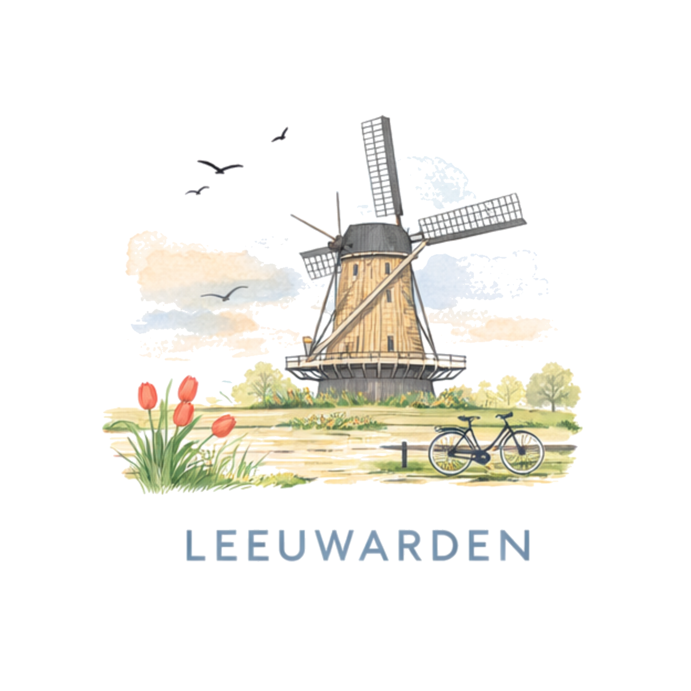 Tegeltje Waterverf "Leeuwarden" Molenaar