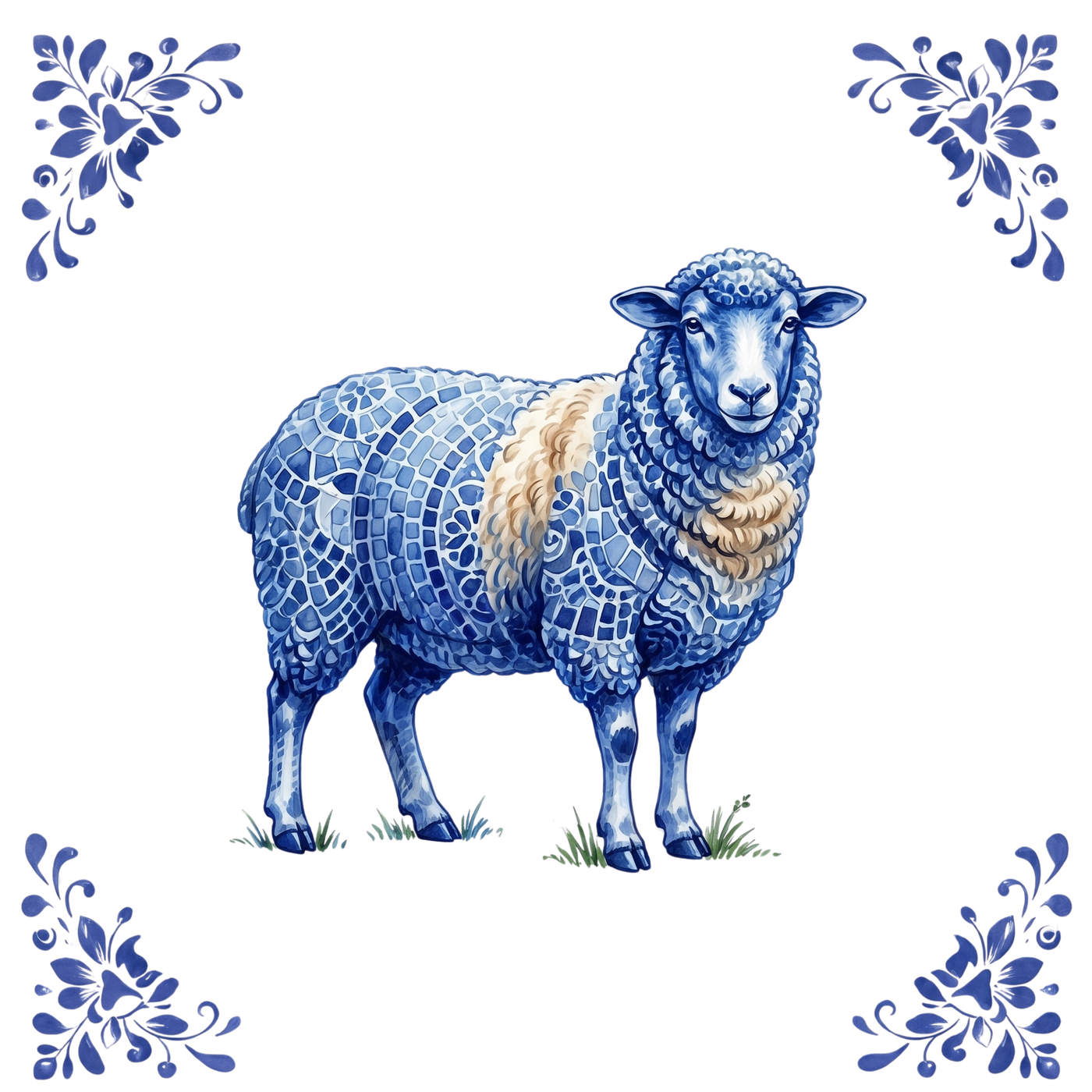Tegeltje Delfts Blauw - Schaap