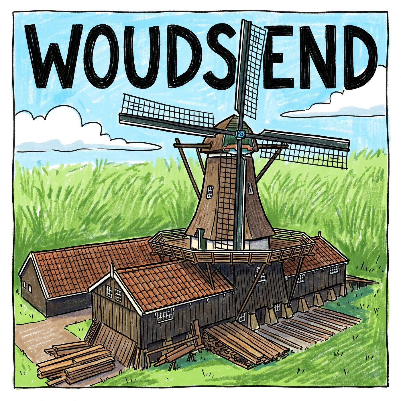 Molen de Jager Woudsend Schetsstijl