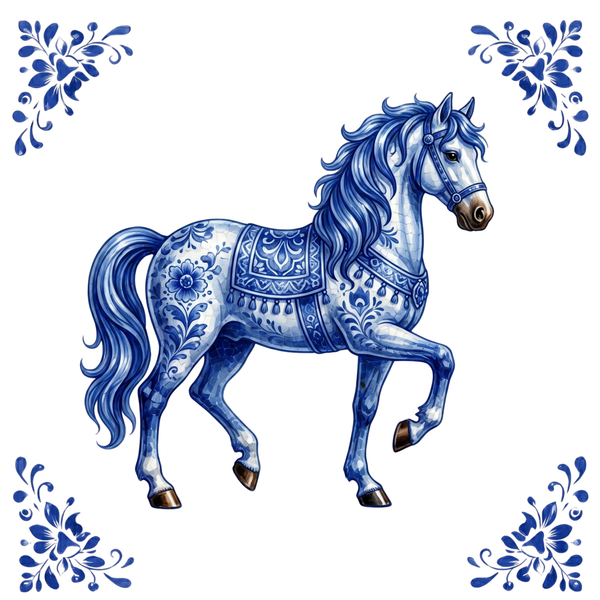 Tegeltje Delfts Blauw - Paard